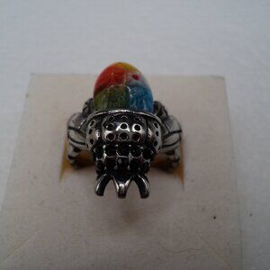 Bumblebee Murano style stainless steel ring size 8 POS166